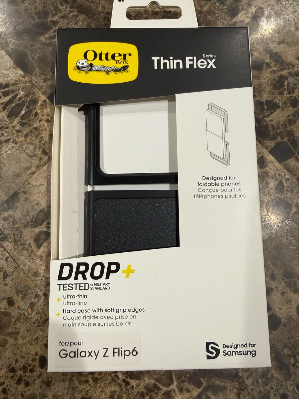 New OtterBox Thin Flex Drop+ Case for Galaxy Z Flip6 - Black